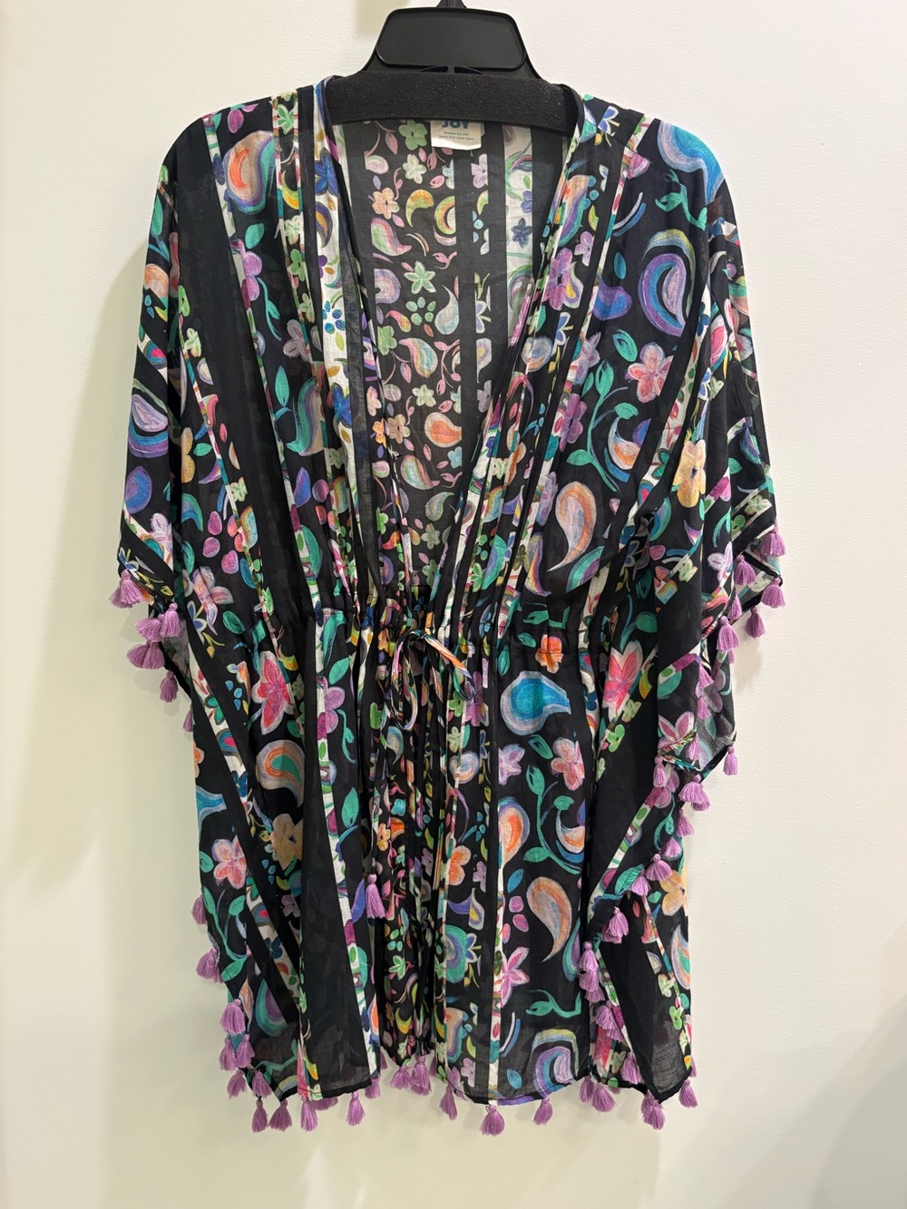 Sara Joy Organic Cotton Cover Up - Black with Pink & Teal Florals